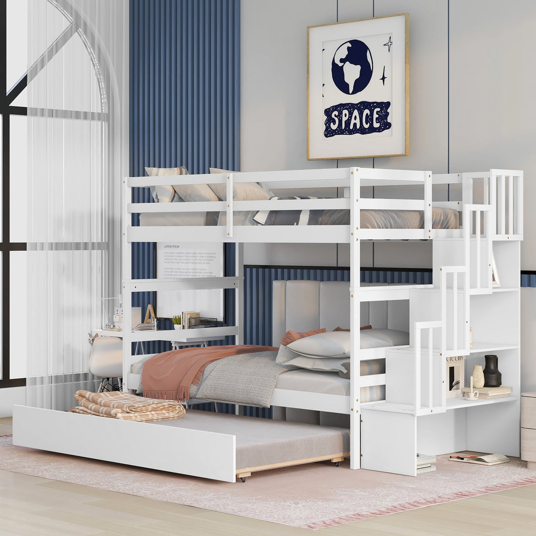 Twin Over Twin Bunk Beds With Twin Trundle And -