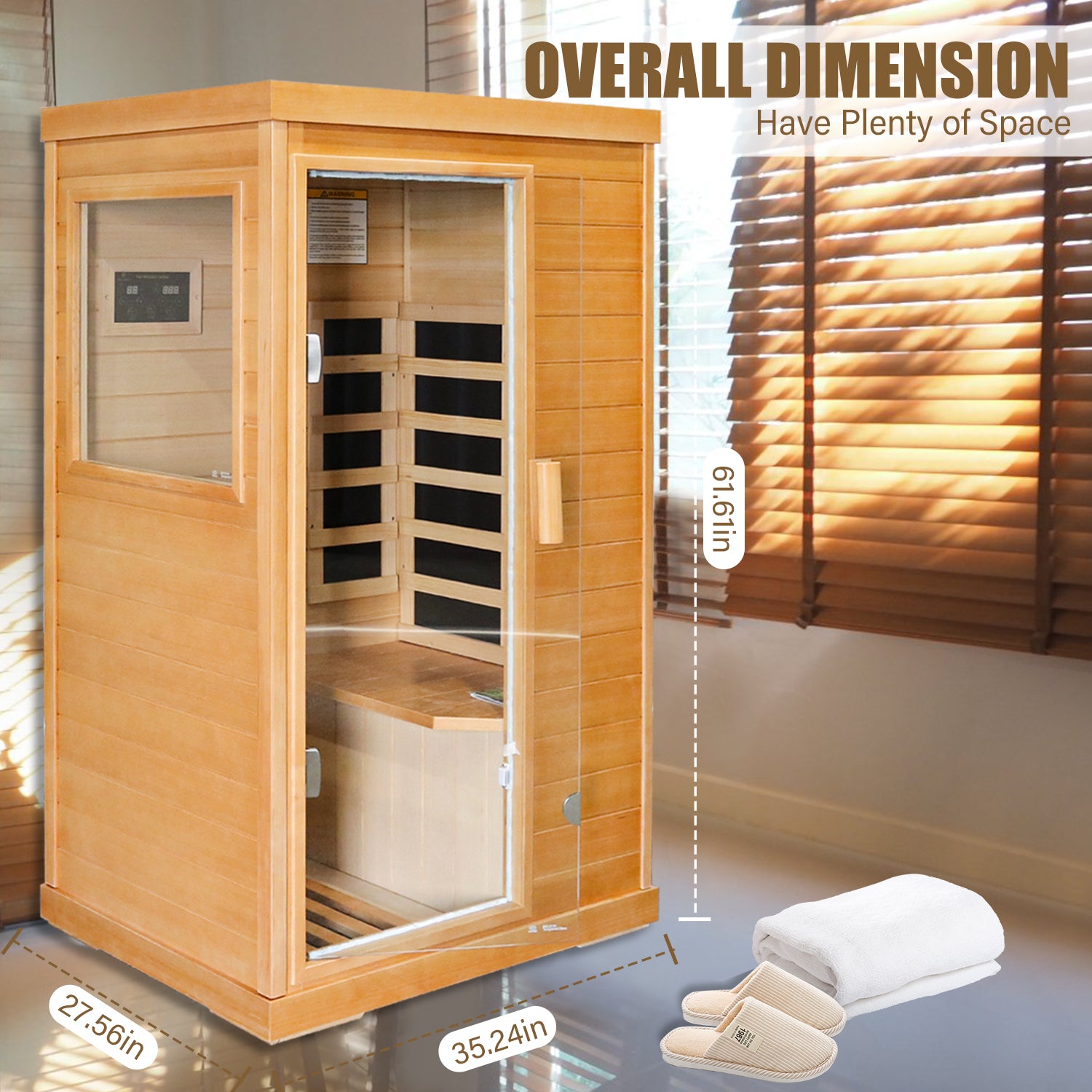 Infrared Sauna Room Single Room - Natural Metal &