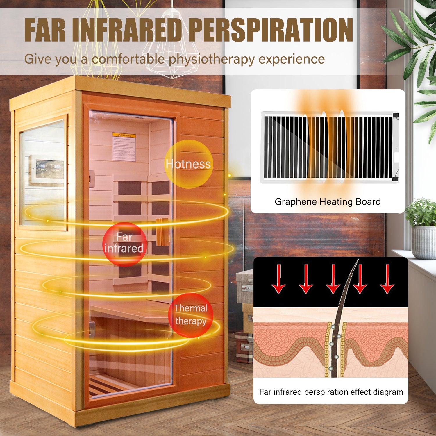 Infrared Sauna Room Single Room - Natural Metal &