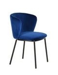 Bessie Modern Blue Velvet Dining Chair Set of 2