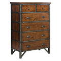 Rustic Brown and Gunmetal Finish 1pc Chest of 6x brown mix-bedroom-industrial-rustic-wood