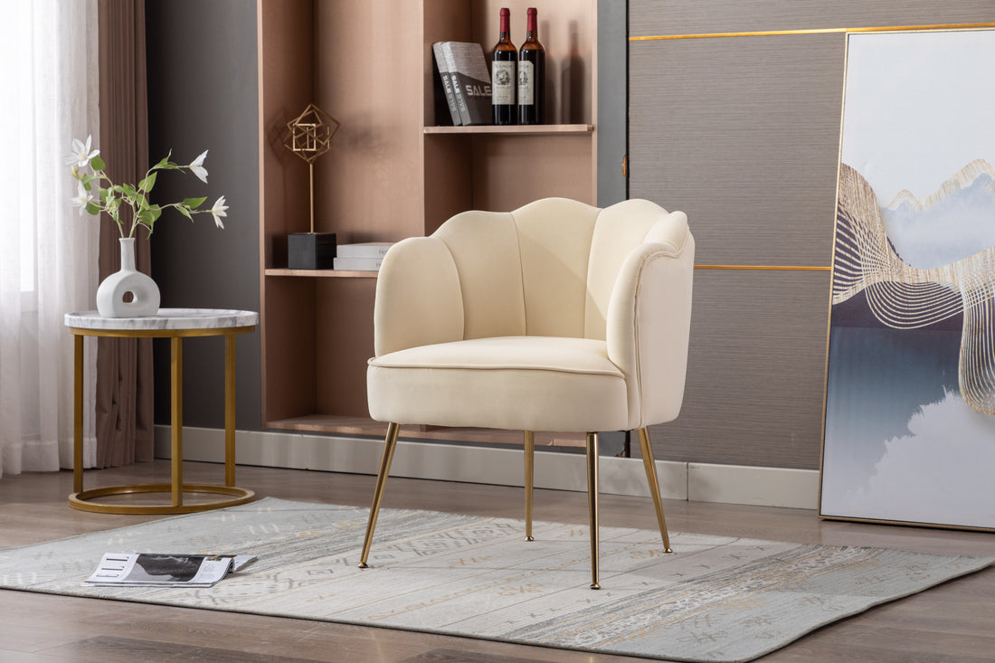 Shell Shape Velvet Fabric Armchair Accent Chair