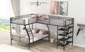 L Shaped Metal Twin Over Full Bunk Bed And Twin