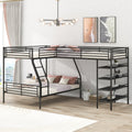 L Shaped Metal Twin Over Full Bunk Bed And Twin