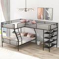 L Shaped Metal Twin Over Full Bunk Bed And Twin