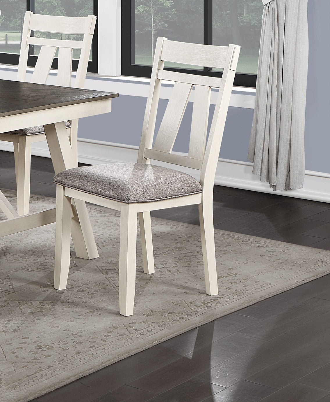 Dining Room Furniture Set of 2 Chairs Gray Fabric