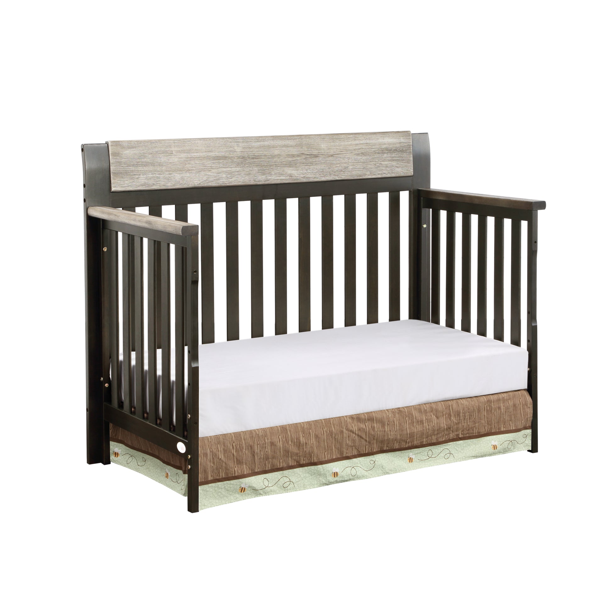 Hayes 4 in 1 Convertible Crib Coffee Weathered Stone coffee-solid wood