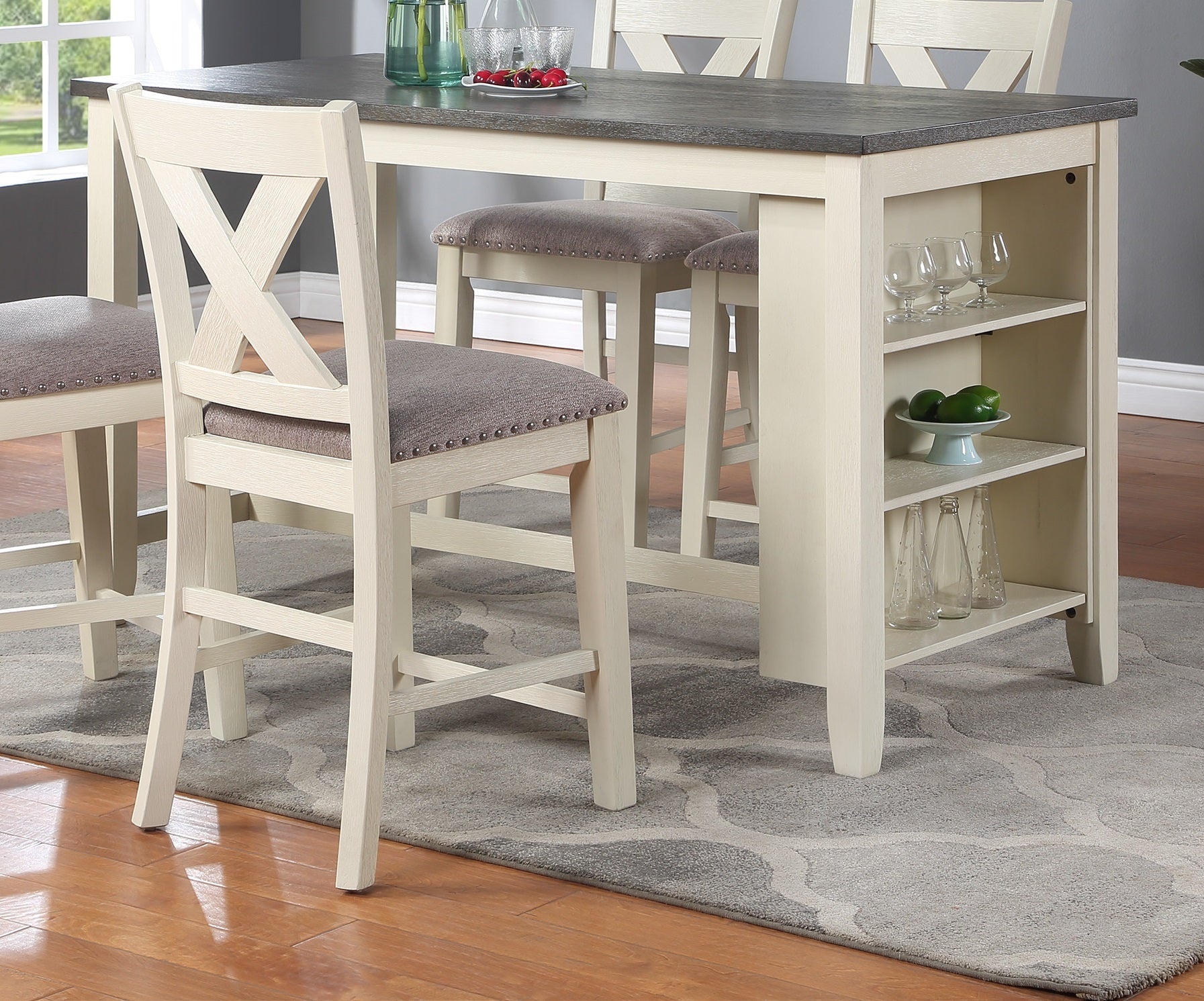 Modern Casual 1pc Counter Height High Dining Table w off white-white-dining