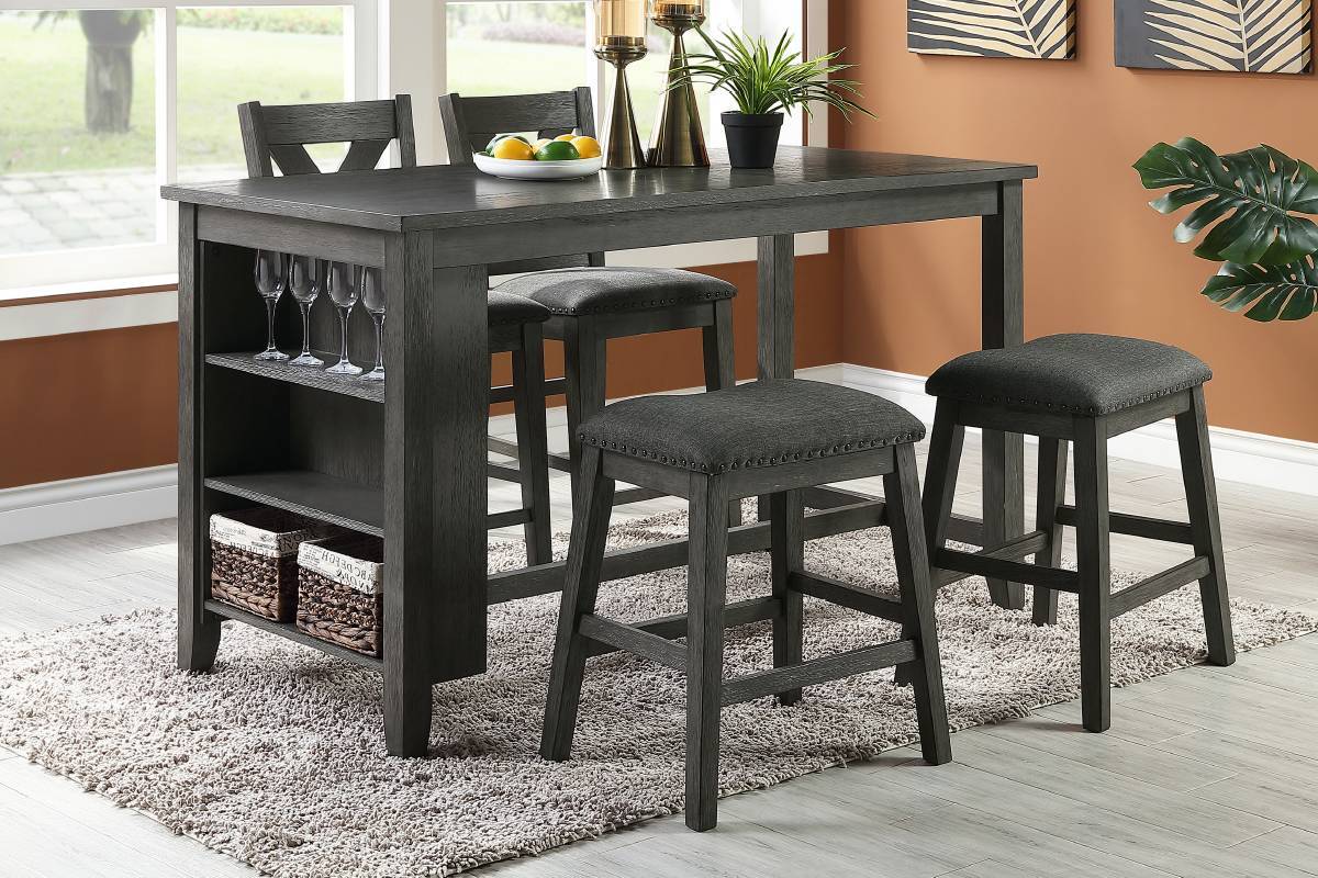 Modern Casual 1pc Counter Height High Dining Table w gray wash-dining