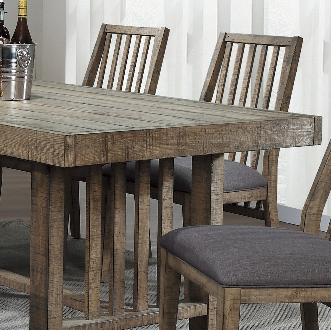 Rustic Design 5pc Dining Set Table and 4x Side Chairs wood-wood-brown mix-seats 4-wood-dining