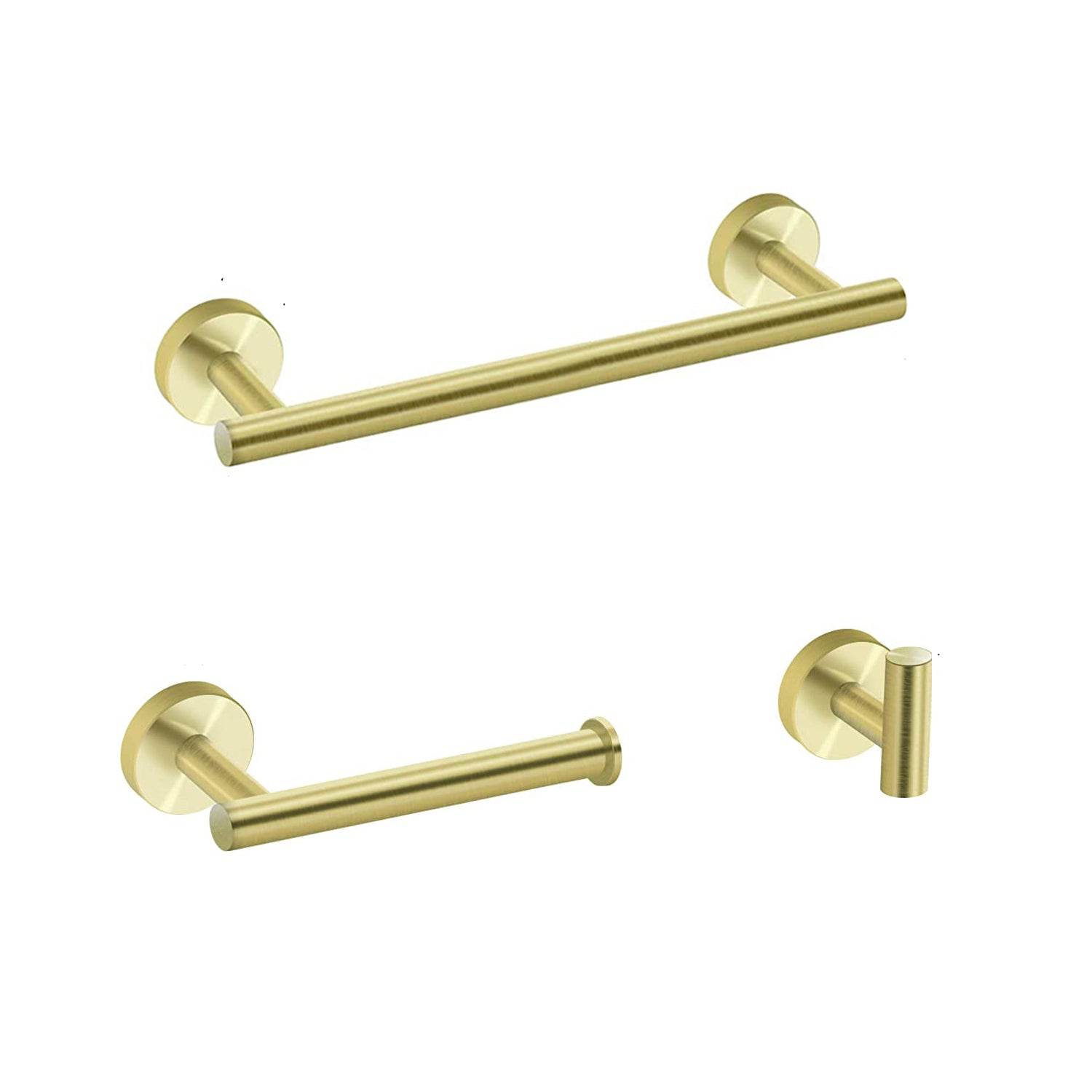 3 Piece Bathroom Hardware Set brushed gold-stainless steel