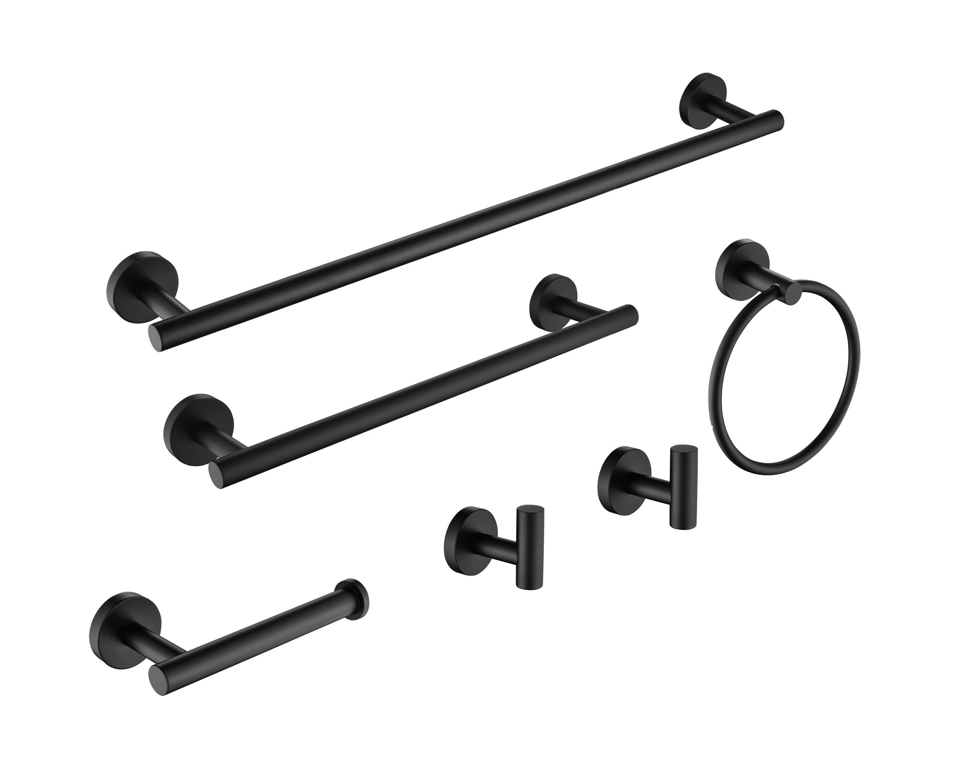 6 Piece Stainless Steel Bathroom Towel Rack Set Wall matt black-stainless steel