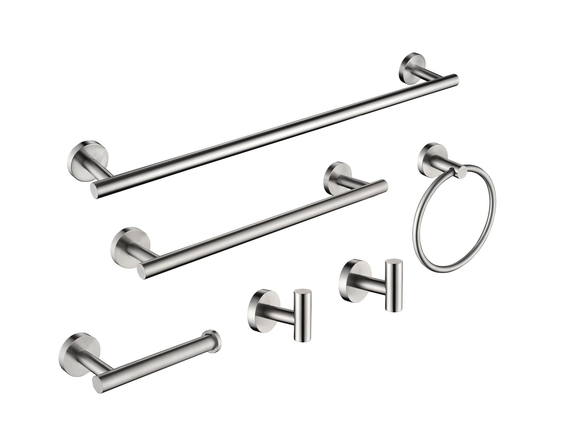 6 Piece Stainless Steel Bathroom Towel Rack Set Wall brushed nickel-stainless steel