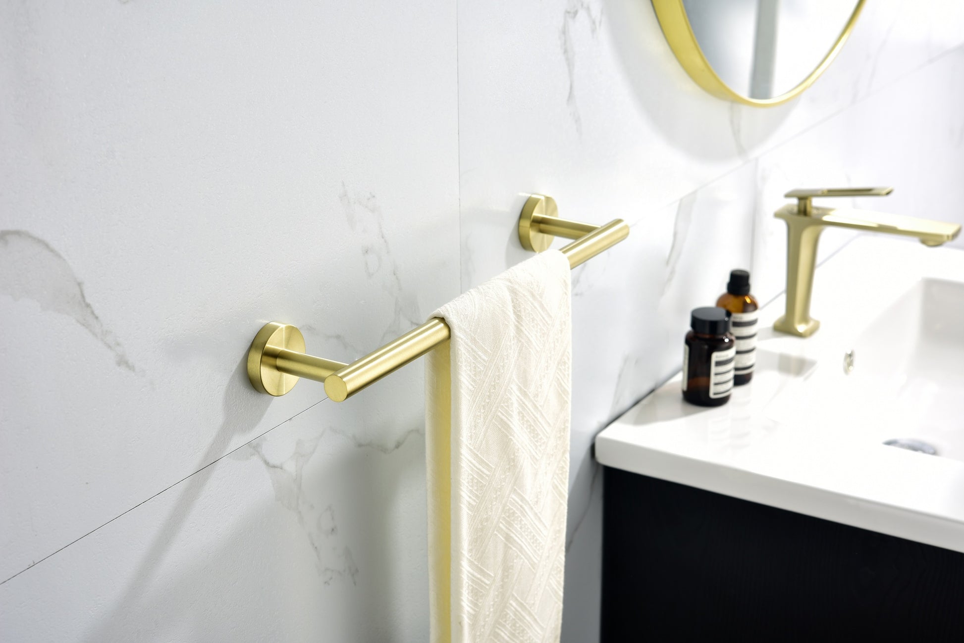 3 Piece Bathroom Hardware Set brushed gold-stainless steel