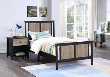 Connelly Reversible Panel Twin Bed Black Vintage black-solid wood