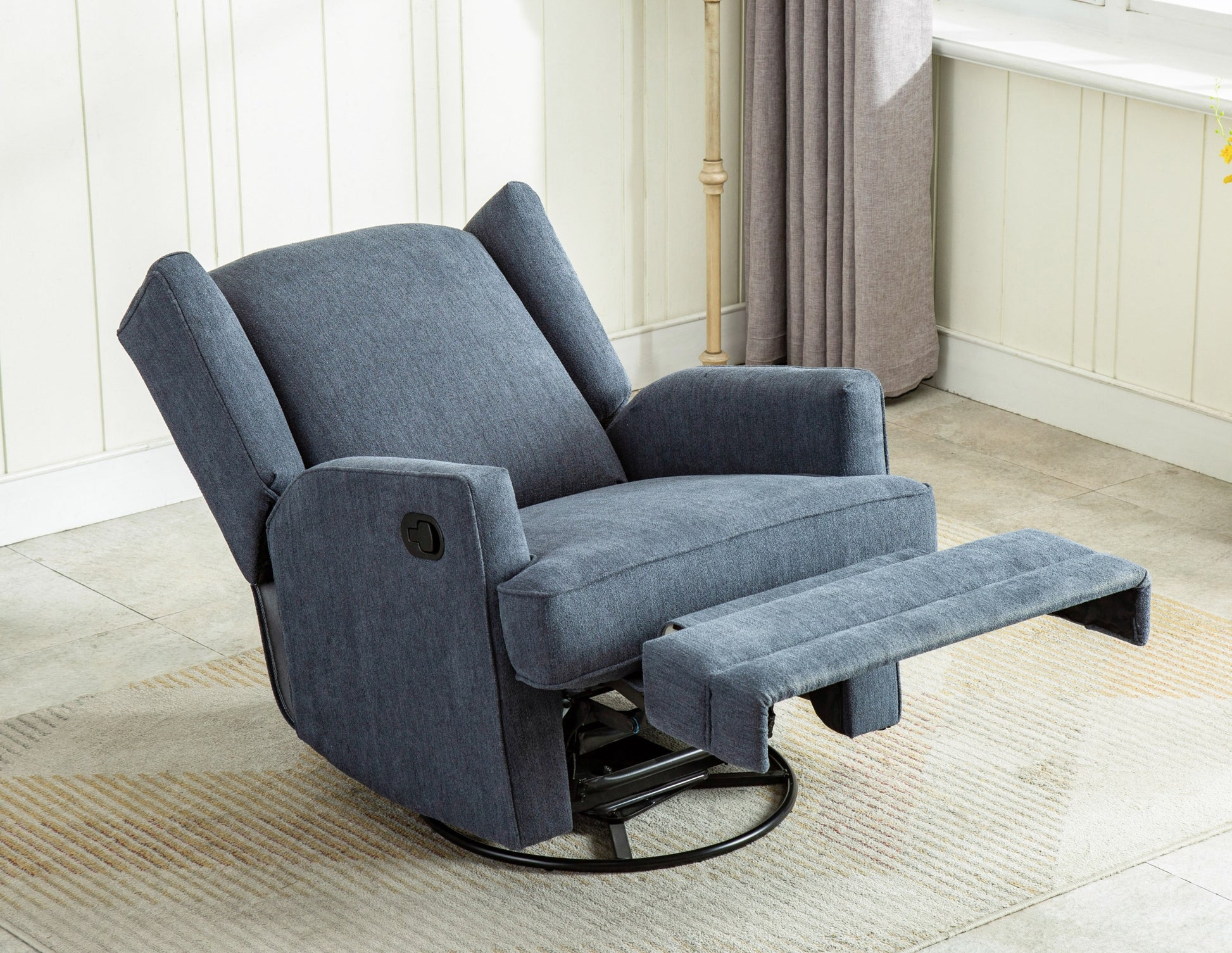 Smithfield Blue Wingback Swivel Glider Recliner blue-foam-polyester