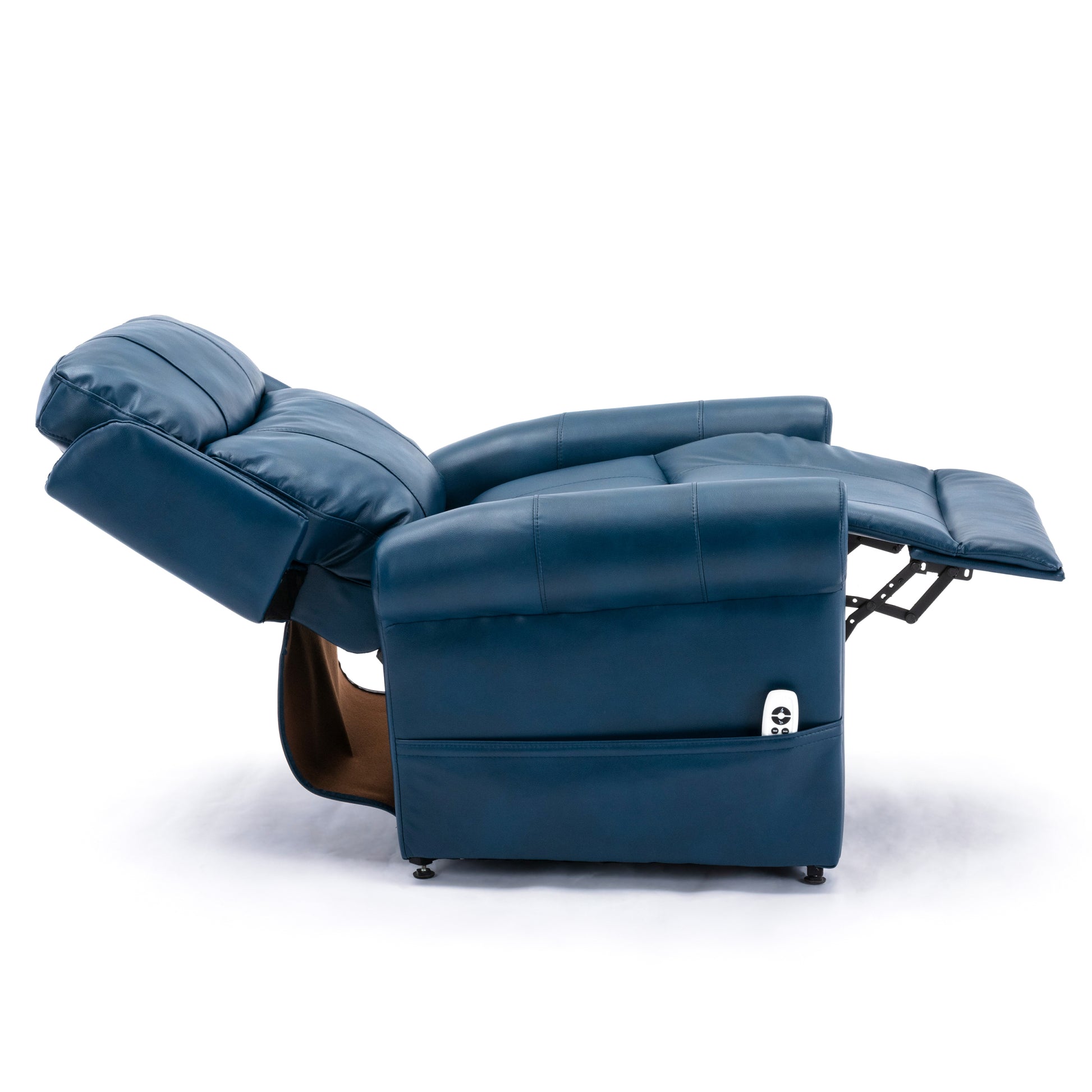 Lowell Navy Blue Leather Gel Lift Chair with Massage navy blue-foam-pu