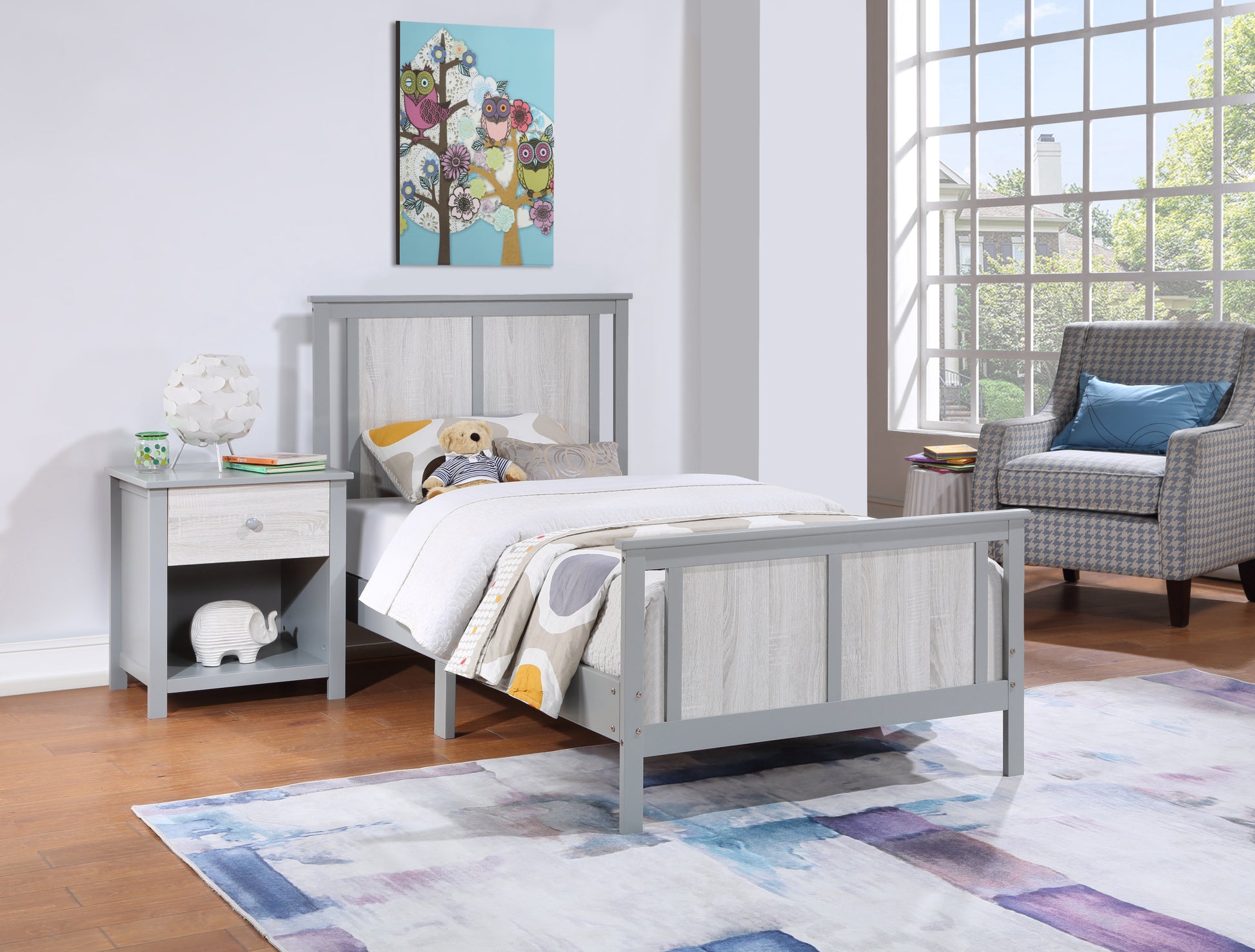 Connelly Reversible Panel Twin Bed Gray Rockport Gray gray-solid wood