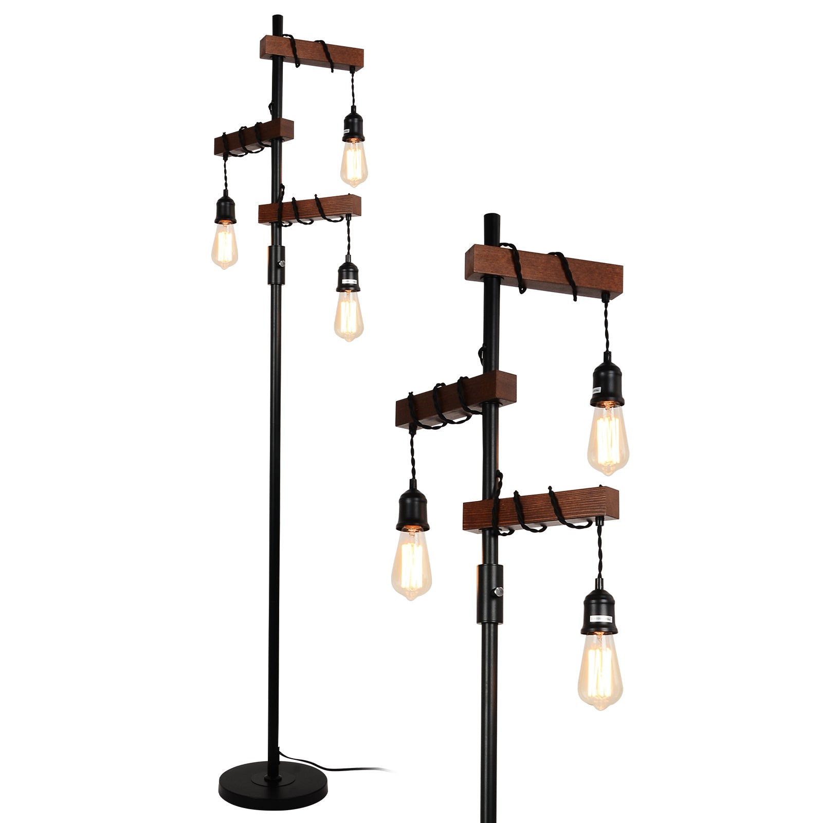 Farmhouse Tree Floor Lamp, 68 Inch 3 Lights Wood