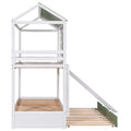 Twin over Twin Size House Bunk Bed with Convertible white-pine