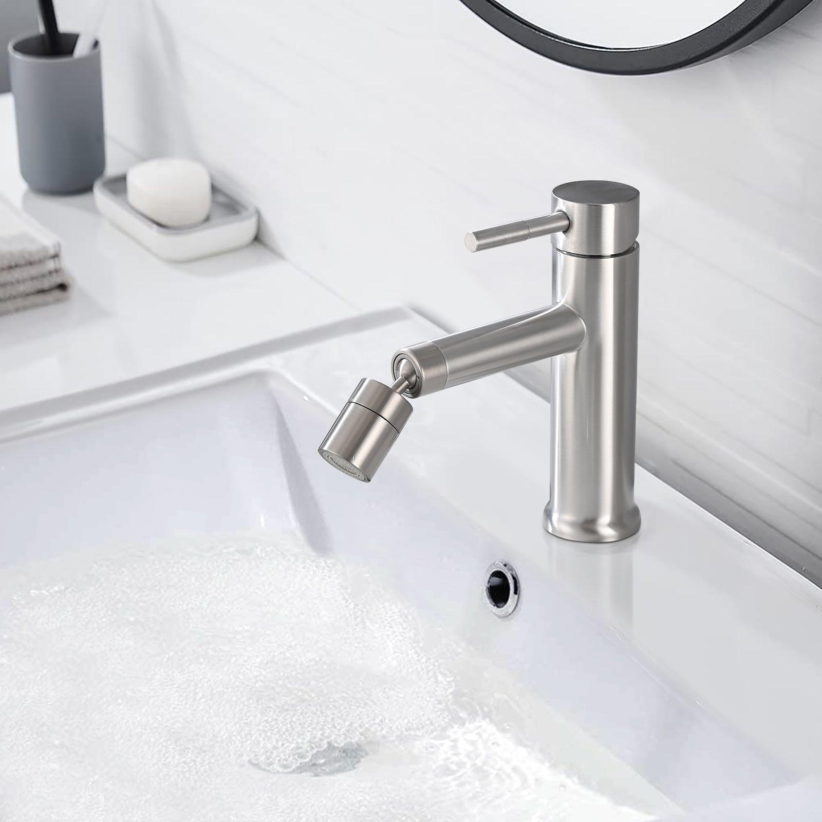 Brushed Nickle Bathroom Faucet for 2 Mode Faucet for brushed nickel-stainless steel