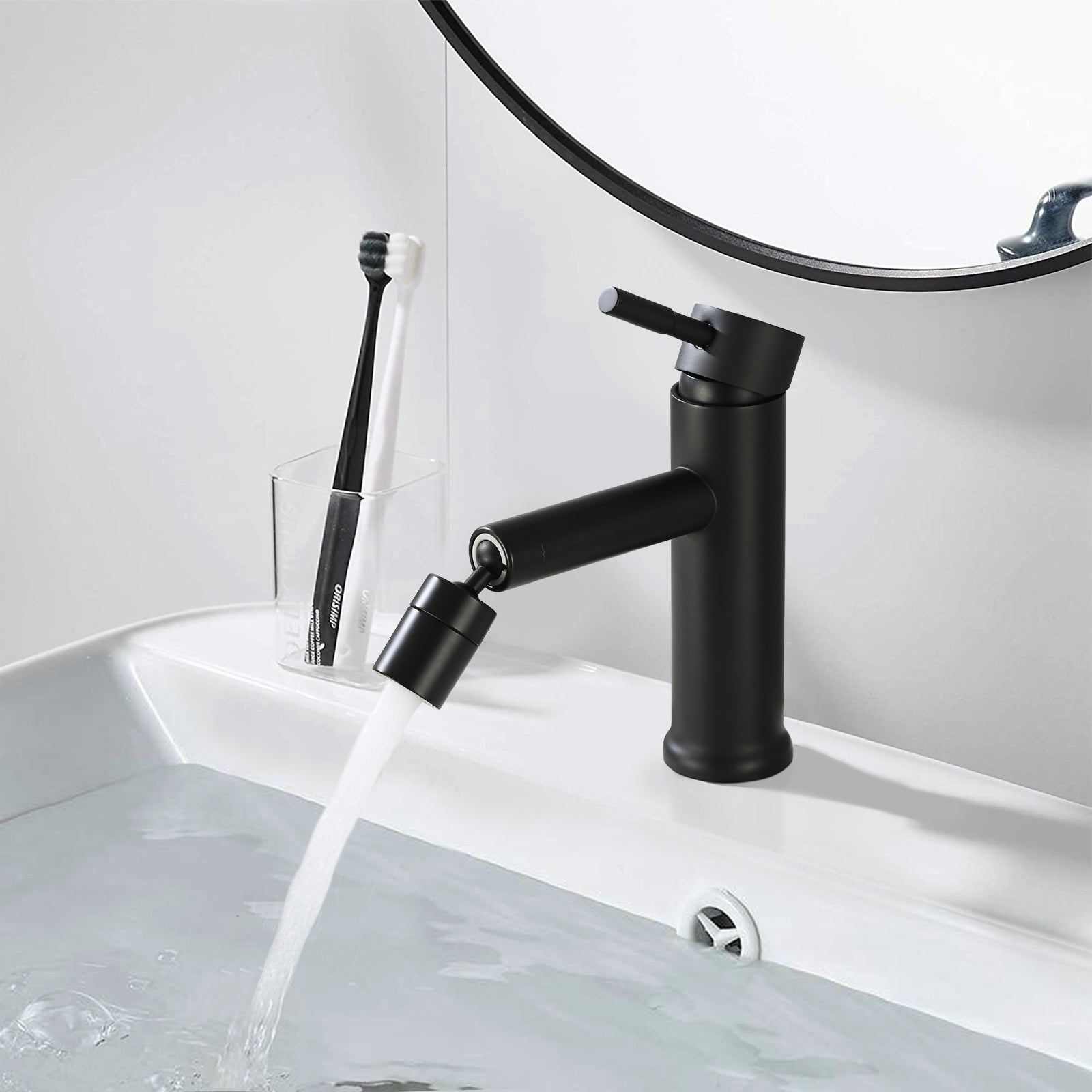 Matte Black Bathroom Faucet for 2 Mode Faucet for matte black-stainless steel