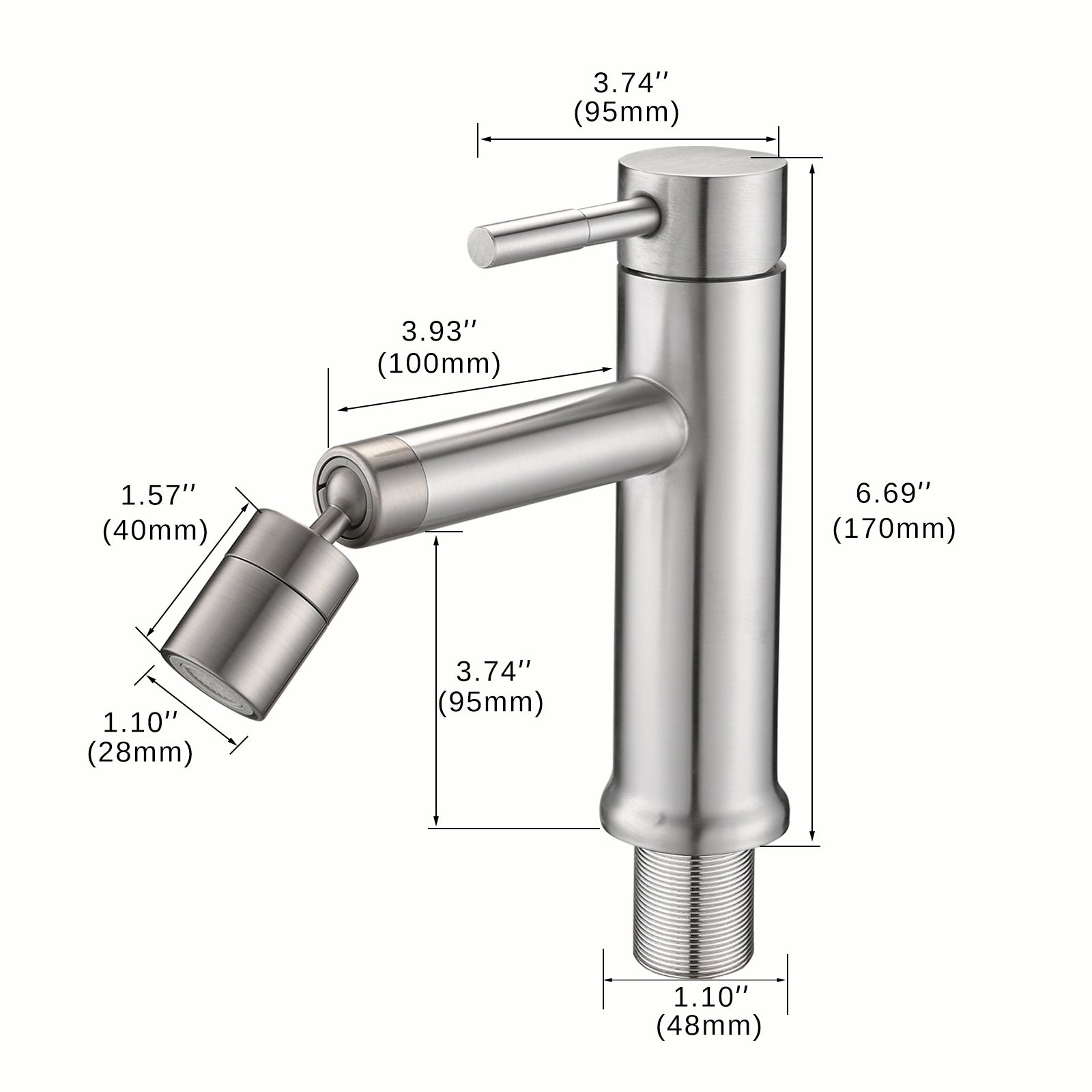 Brushed Nickle Bathroom Faucet for 2 Mode Faucet for brushed nickel-stainless steel