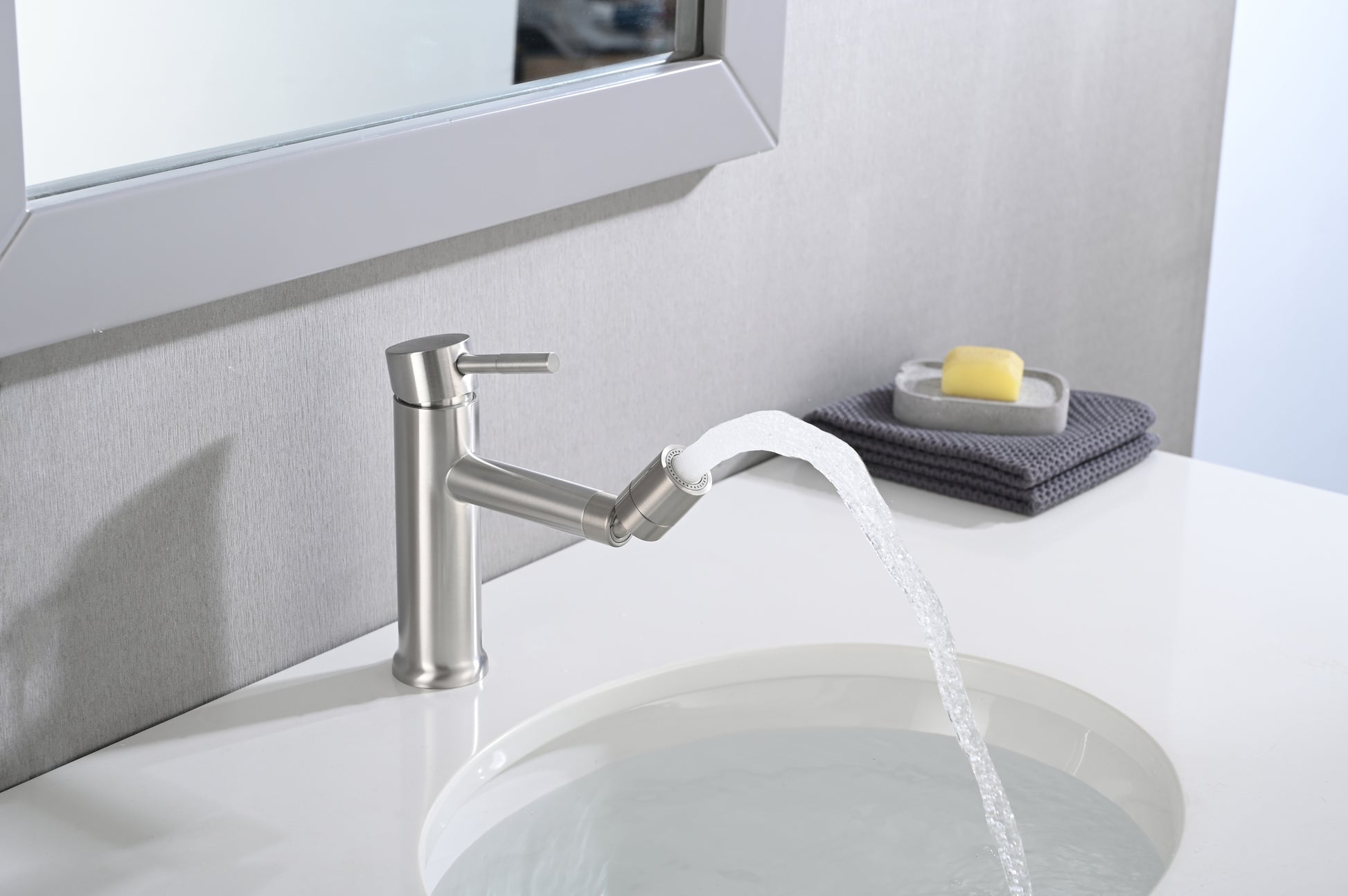 Brushed Nickle Bathroom Faucet for 2 Mode Faucet for brushed nickel-stainless steel