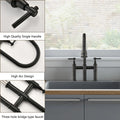 Double Handle Bridge Kitchen Faucet With Pull Down matte black-stainless steel