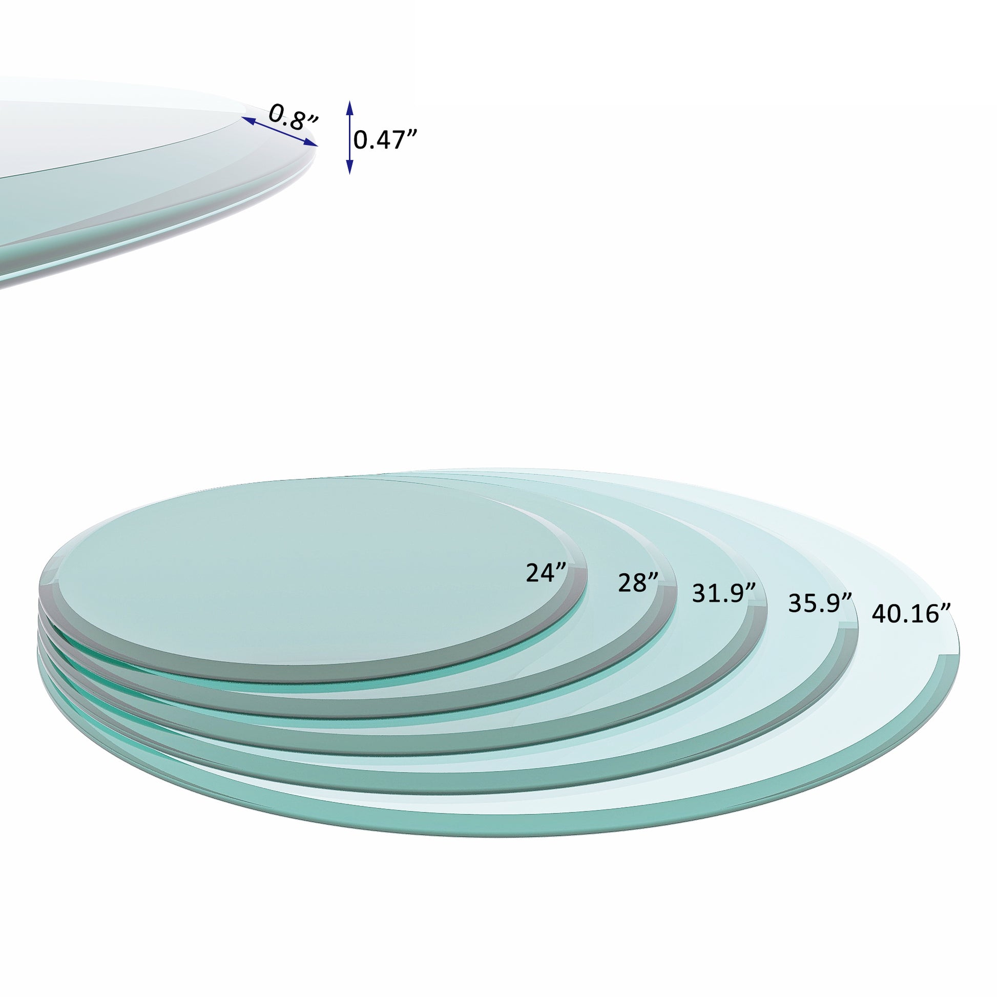 36" Inch Round Tempered Glass Table Top Clear