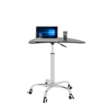 Adjustable Height Black Tempered Glass Table Desk