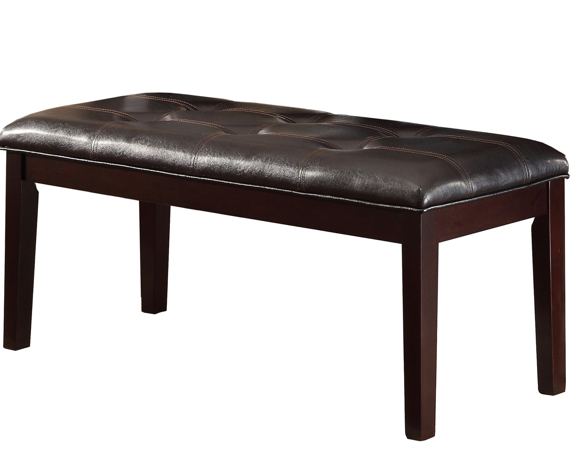 Espresso Finish 1pc Dining Bench Faux Leather espresso-dining room-transitional-wood