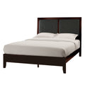 Espresso Finish 1pc Queen Size Bed Faux Leather queen-espresso-bedroom-contemporary-wood