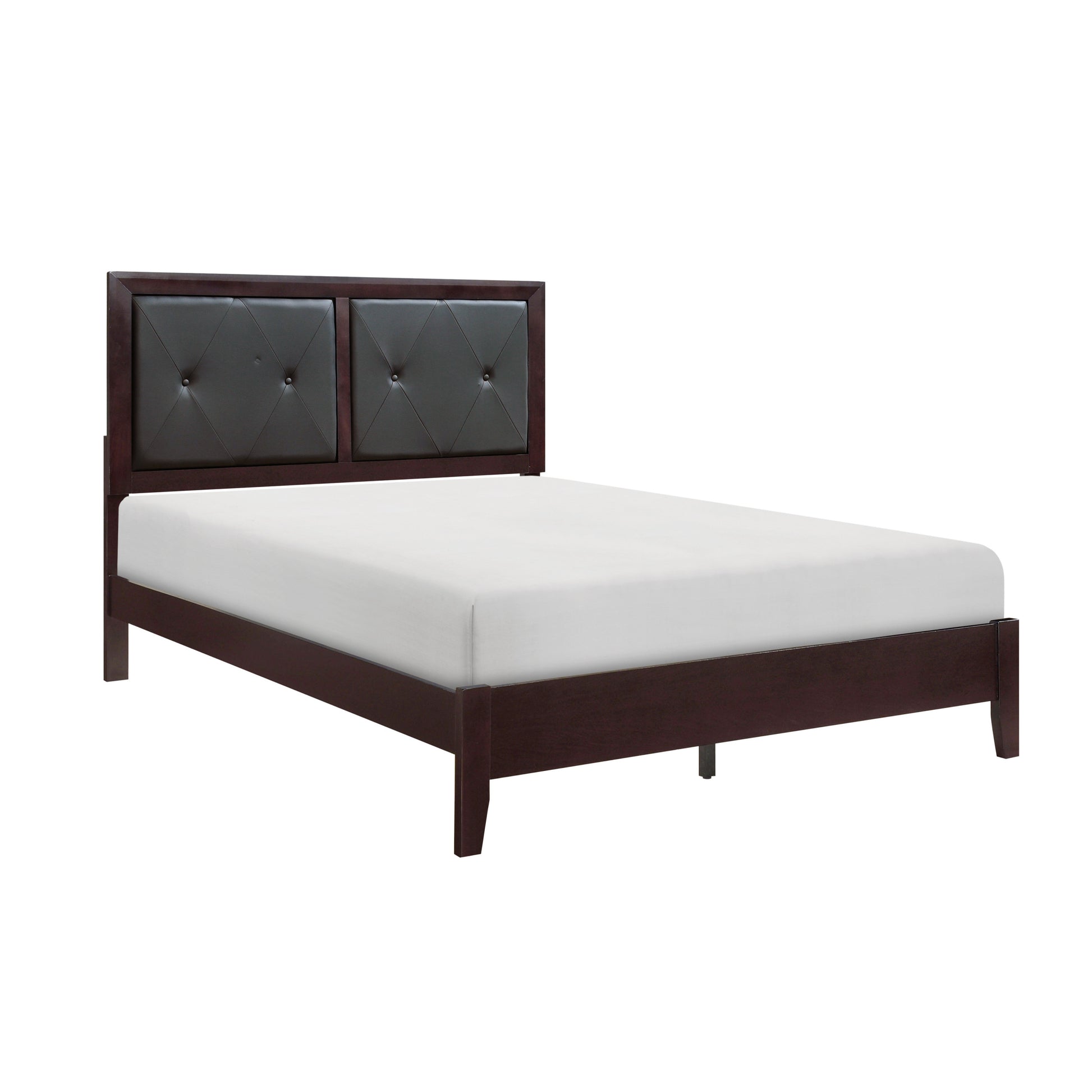 Espresso Finish 1pc Queen Size Bed Faux Leather queen-espresso-bedroom-contemporary-wood