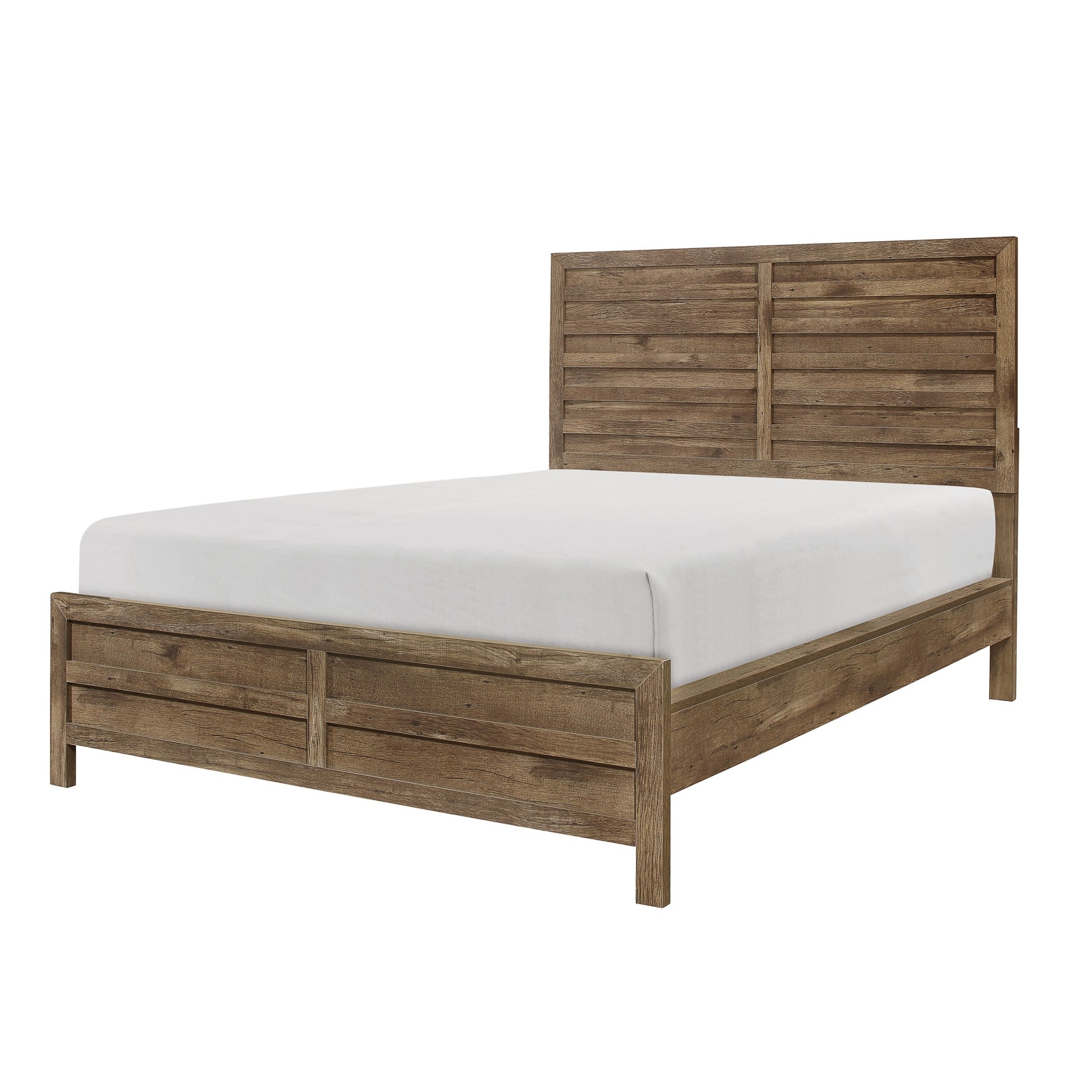 Weathered Pine Finish 1pc Queen Bed Modern Line box spring required-queen-brown