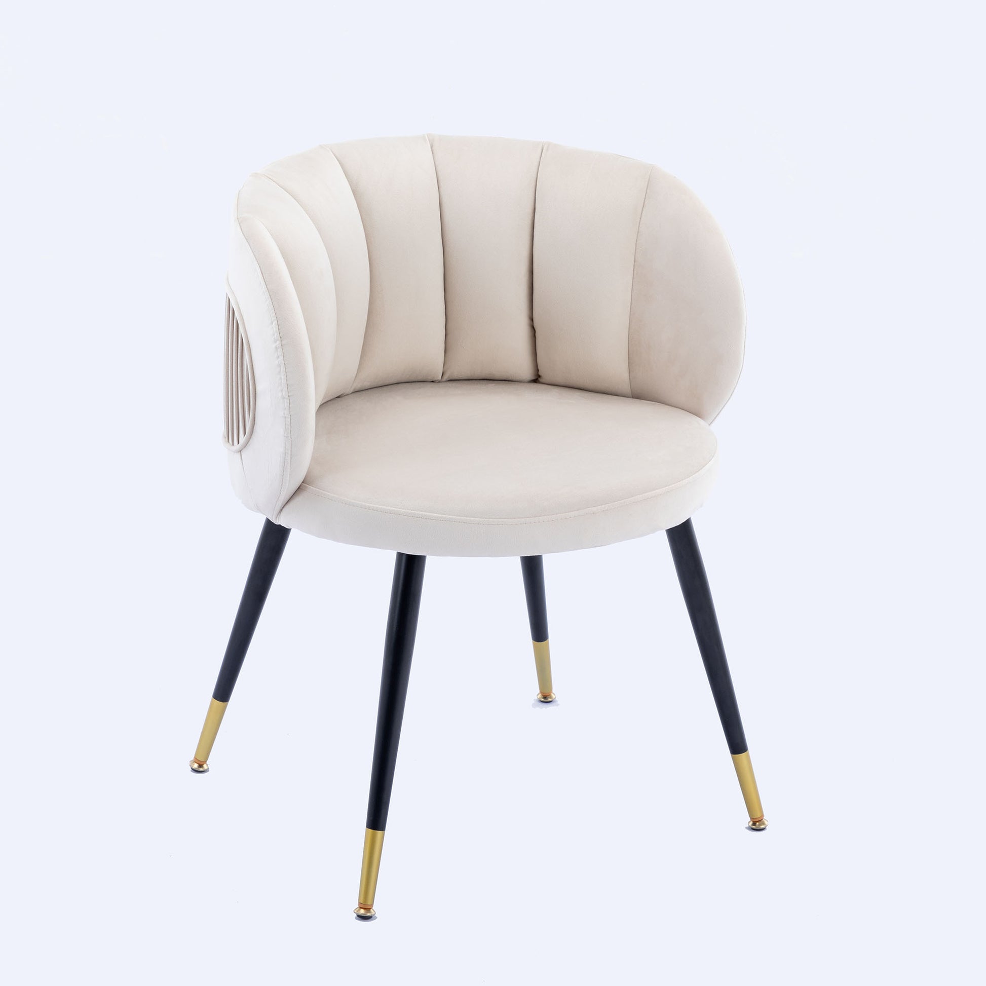 Off White Velvet lounge chair, black metal feet off white-velvet