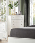 Transitional Style Antique White Finish 1pc Chest of antique white-5 drawers &