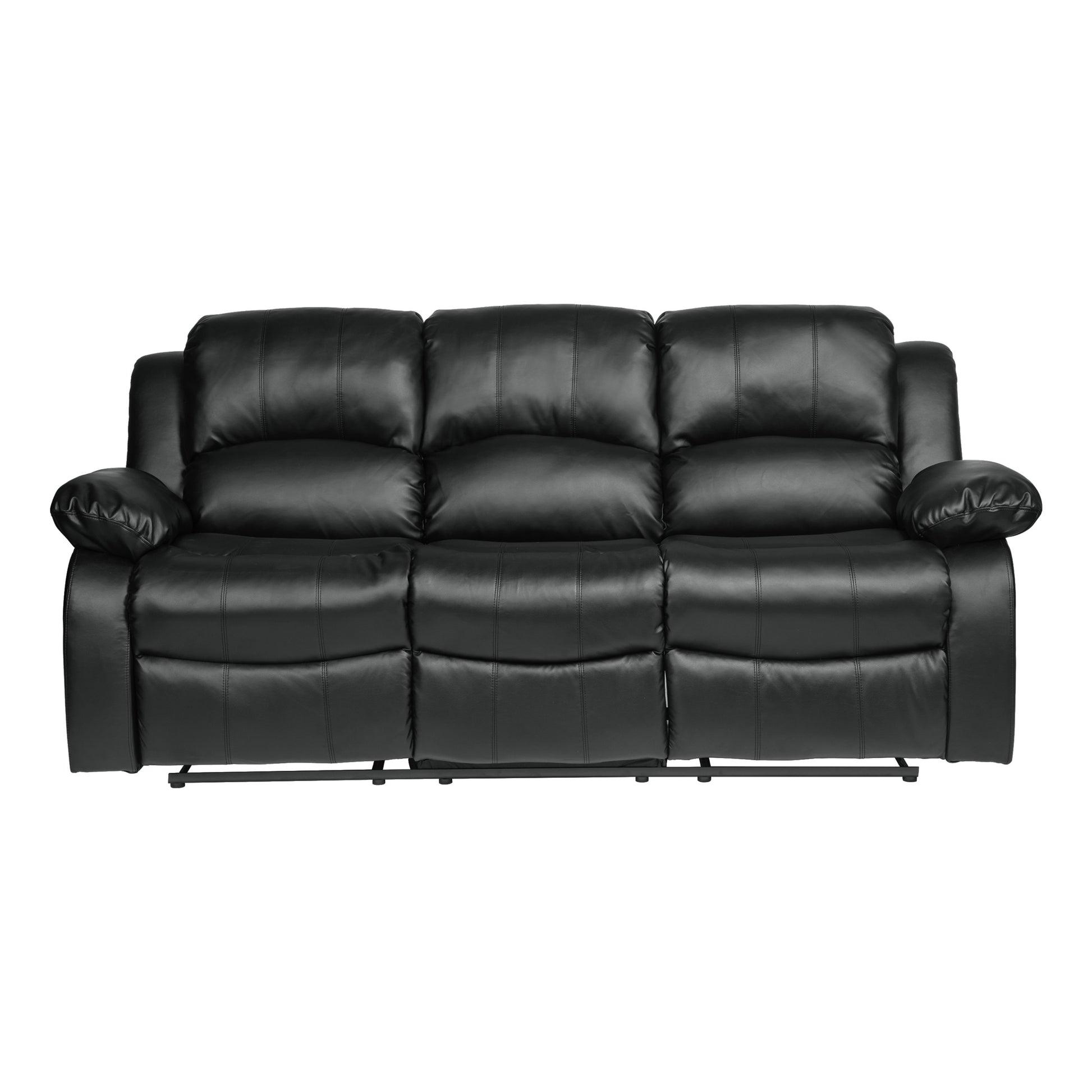 Comfortable Double Reclining Sofa 1pc Black Bonded black-primary living space-modern-solid wood