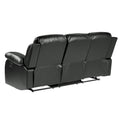 Comfortable Double Reclining Sofa 1pc Black Bonded black-primary living space-modern-solid wood