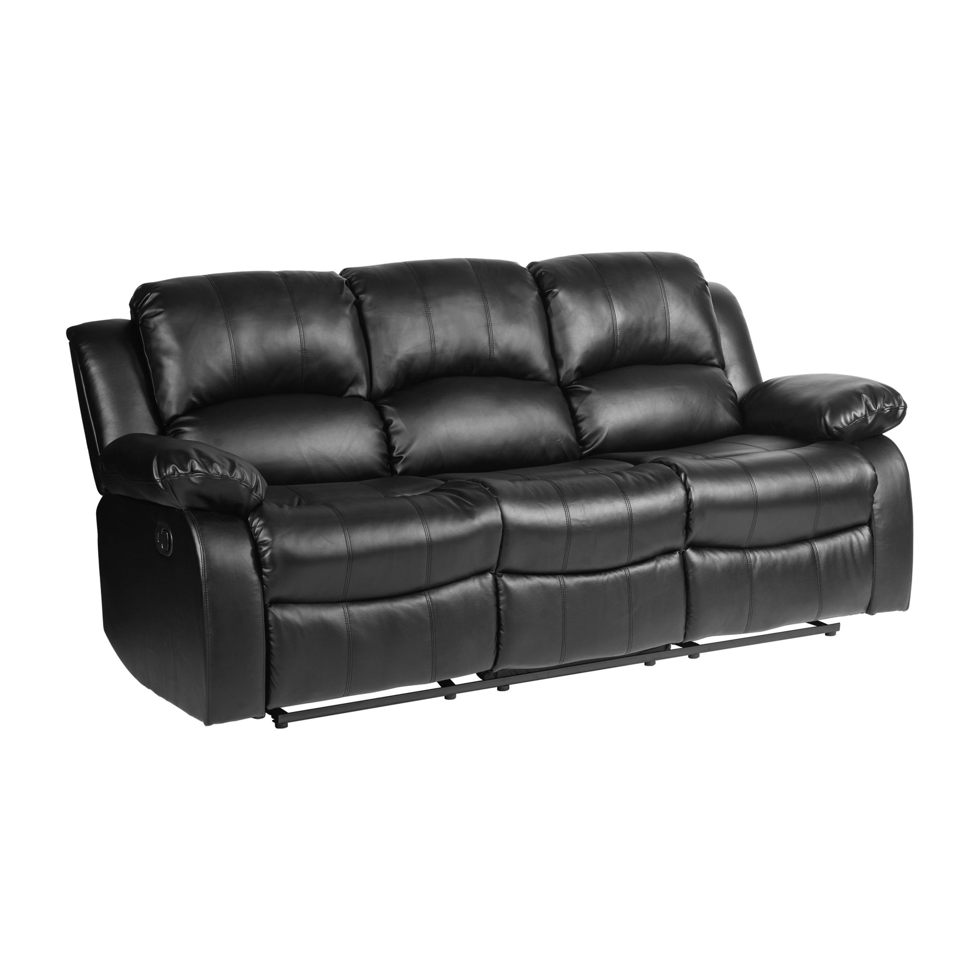 Comfortable Double Reclining Sofa 1pc Black Bonded black-primary living space-modern-solid wood