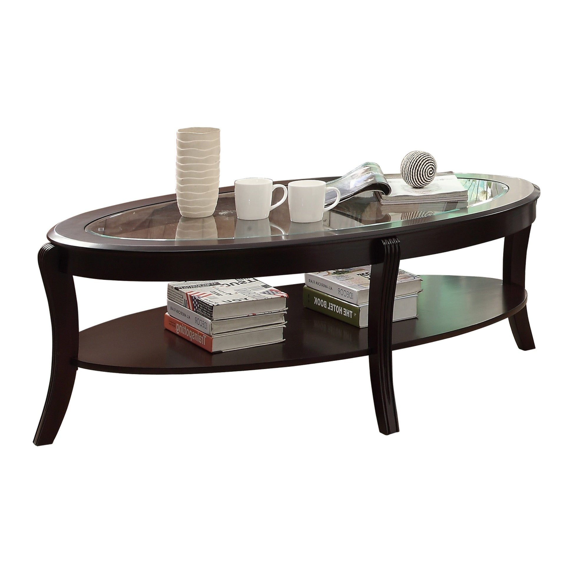 Rich Espresso Finish 1pc Cocktail Table with Glass espresso-primary living space-wood