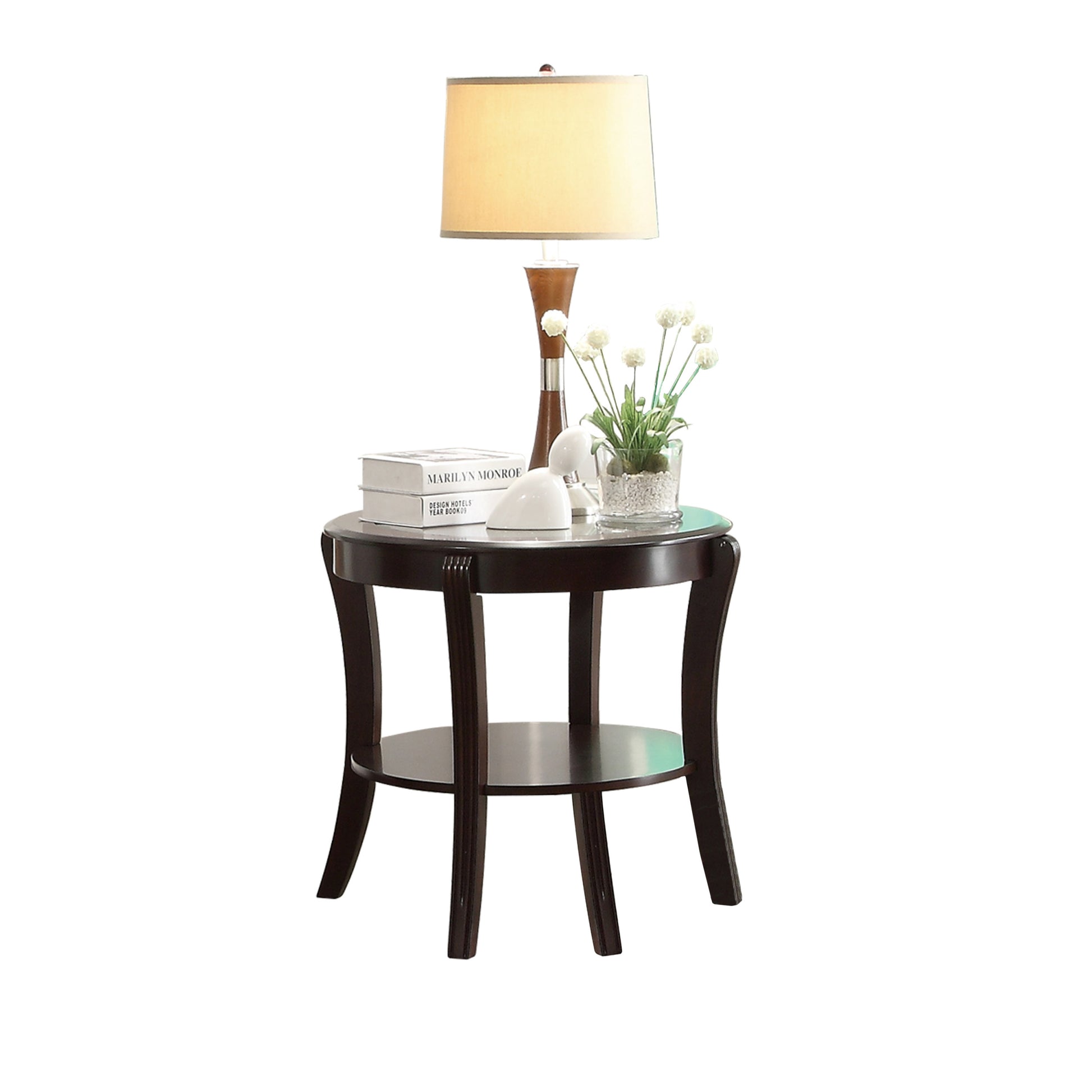 Rich Espresso Finish 1pc End Table with Glass Inserted espresso-primary living space-wood