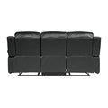 Comfortable Double Reclining Sofa 1pc Black Bonded black-primary living space-modern-solid wood