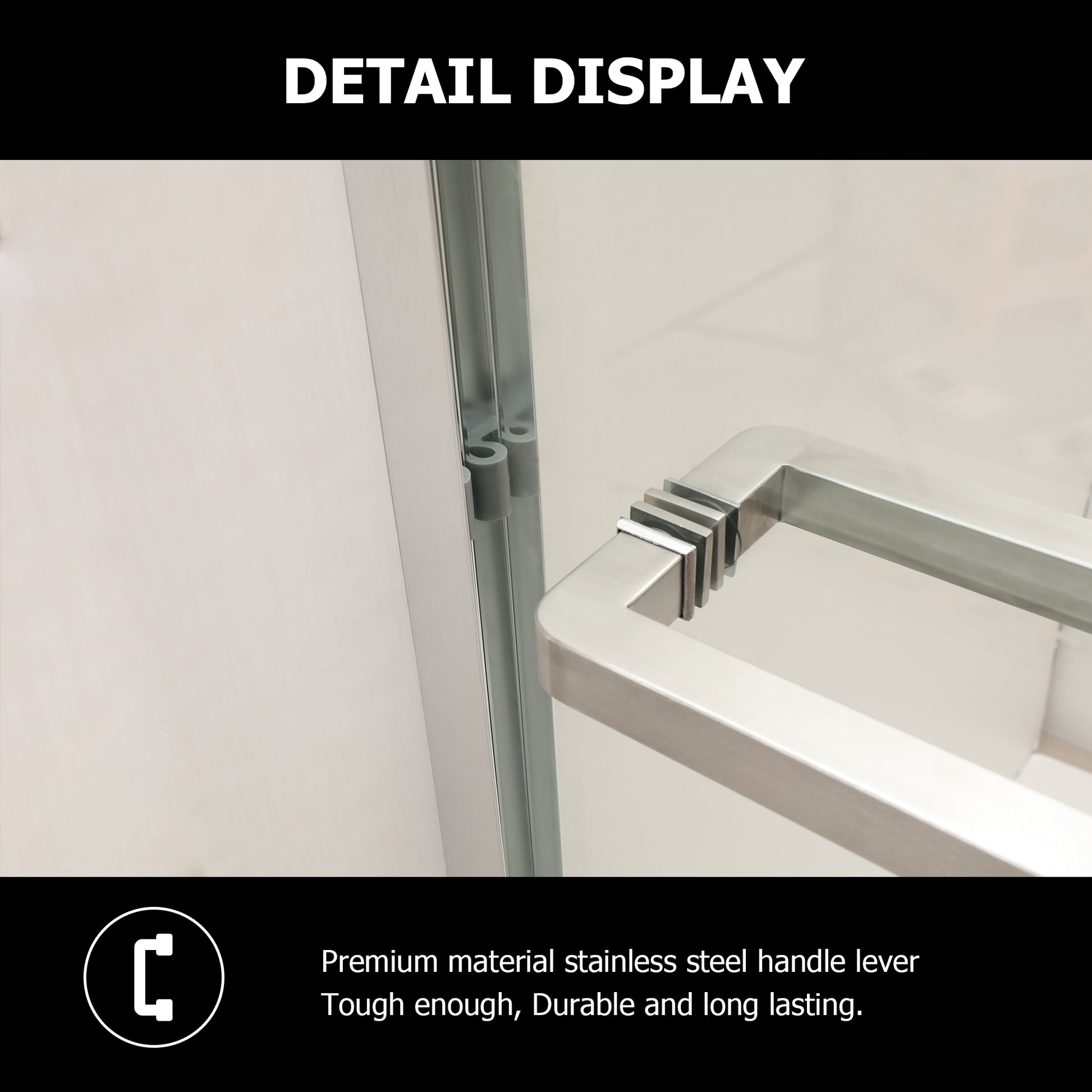 Shower Door 48" W x 76"H Semi Frameless Bypass Sliding chrome-glass