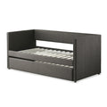 Gray Fabric Upholstered 1pc Day Bed with Pull out box spring not required-gray-bedroom-wood