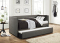 Gray Fabric Upholstered 1pc Day Bed with Pull out box spring not required-gray-bedroom-wood