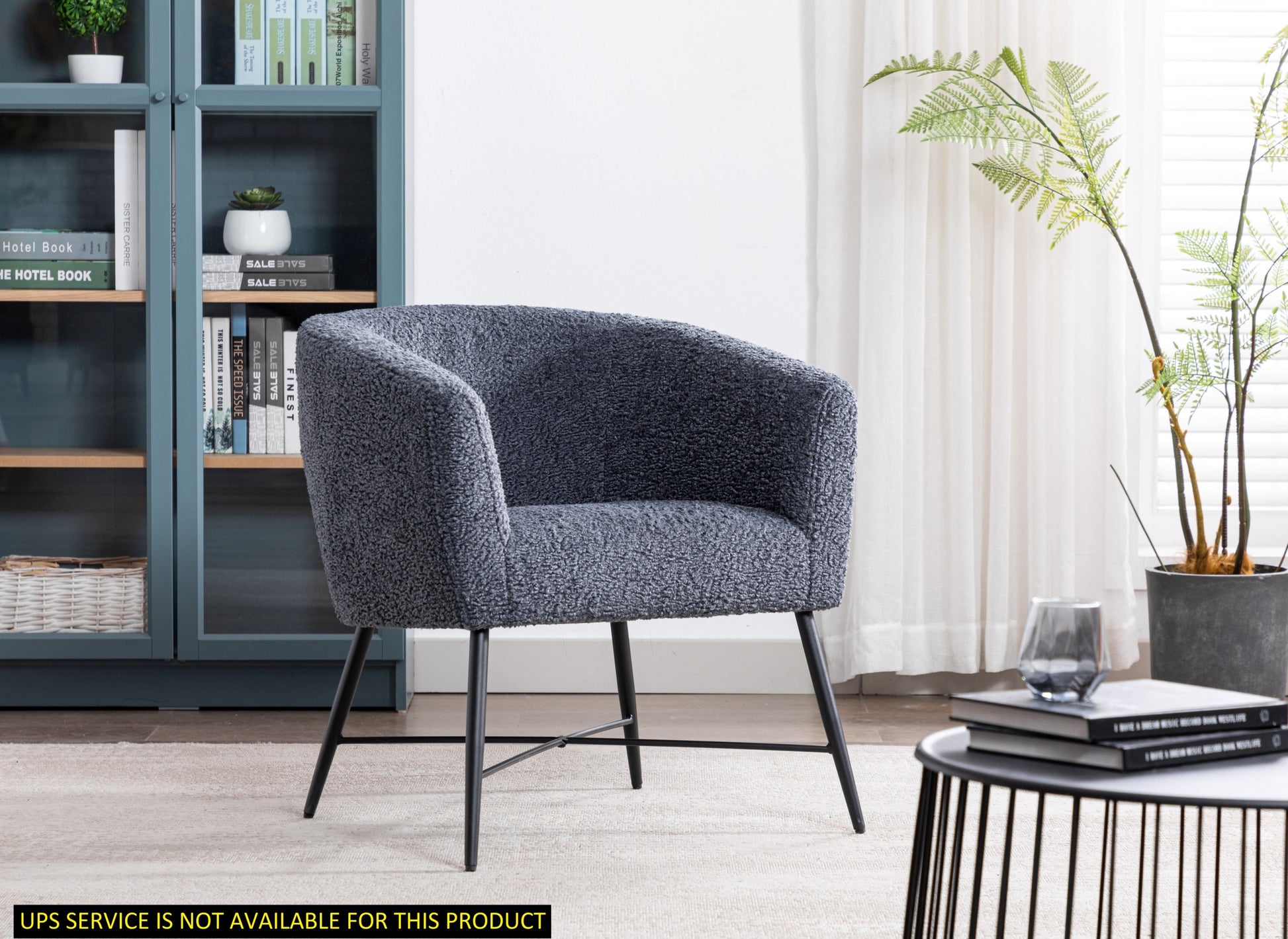 Modern Style 1pc Accent Chair Grey Sheep Wool Like grey-primary living space-luxury-fabric