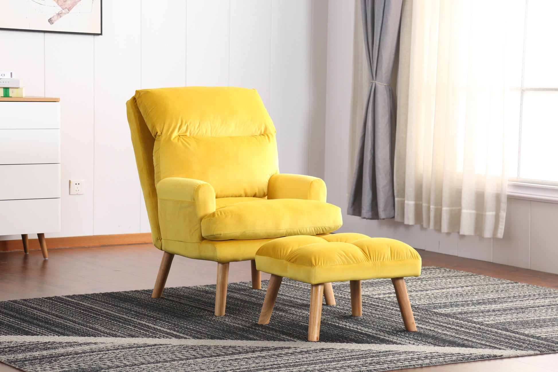 Soft Comfortable 1pc Accent Click Clack Chair with yellow-primary living space-modern-fabric