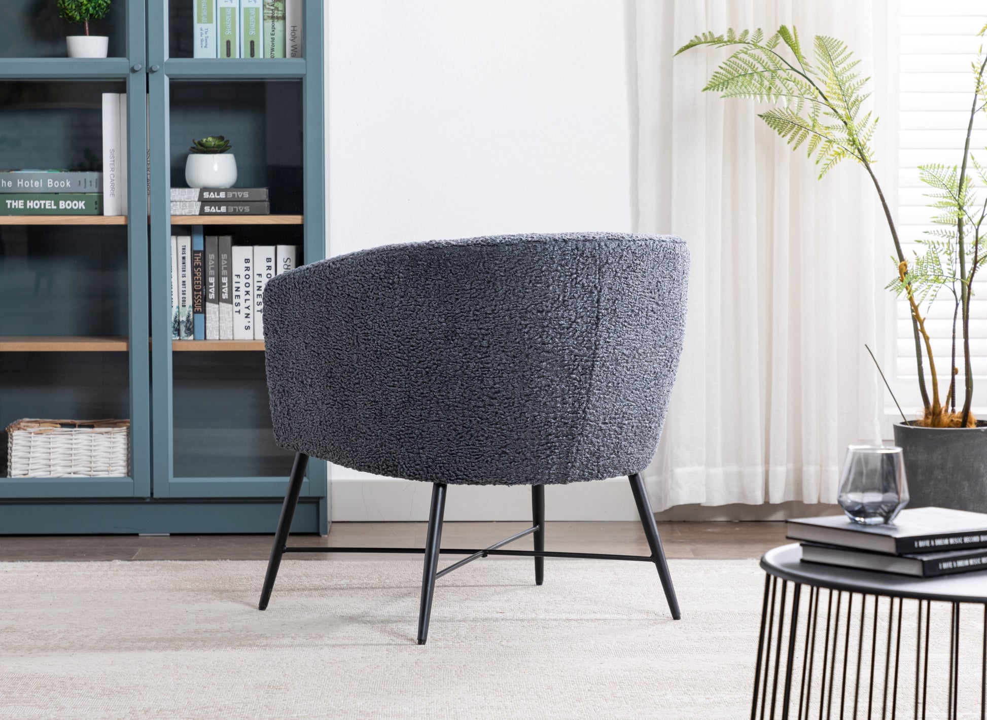 Modern Style 1pc Accent Chair Grey Sheep Wool Like grey-primary living space-luxury-fabric