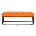 Metal Base Upholstered Bench for Bedroom for Entryway orange-fabric